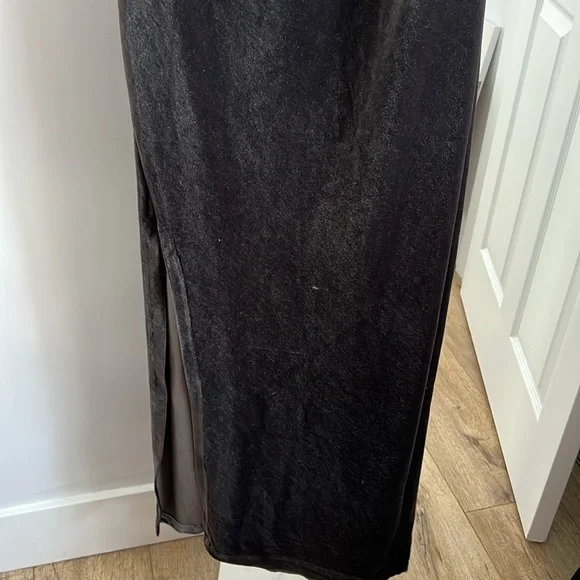 Zara Gunmetal Gray Velvet Cowl Neck Backless Strappy Midi Dress M - Picture 4 of 6